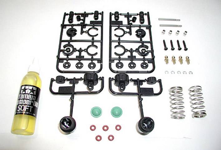 Tamiya 1:10 Öldruckstoßdämpfer Schwarz mit Federn Silber 2 St.