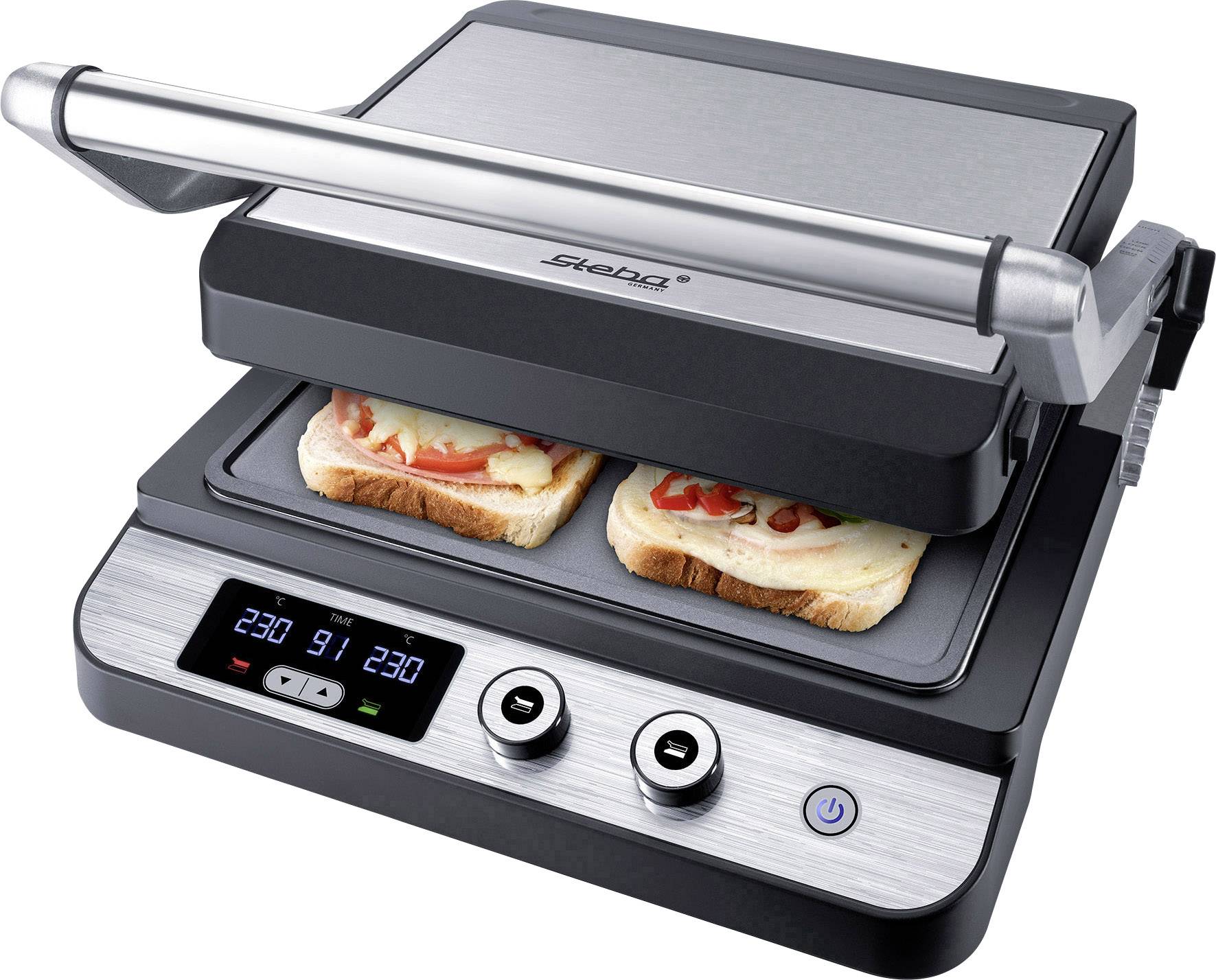 Steba FG 120 Elektro Kontaktgrill Edelstahl (gebürstet), Schwarz