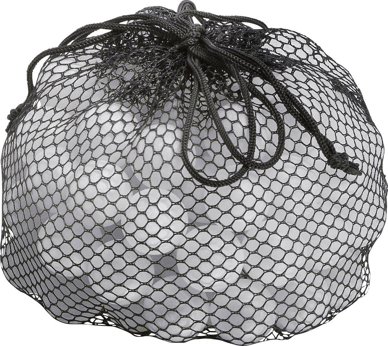Ein schwarzes Netz mit kleinen weißen Kugeln darin.