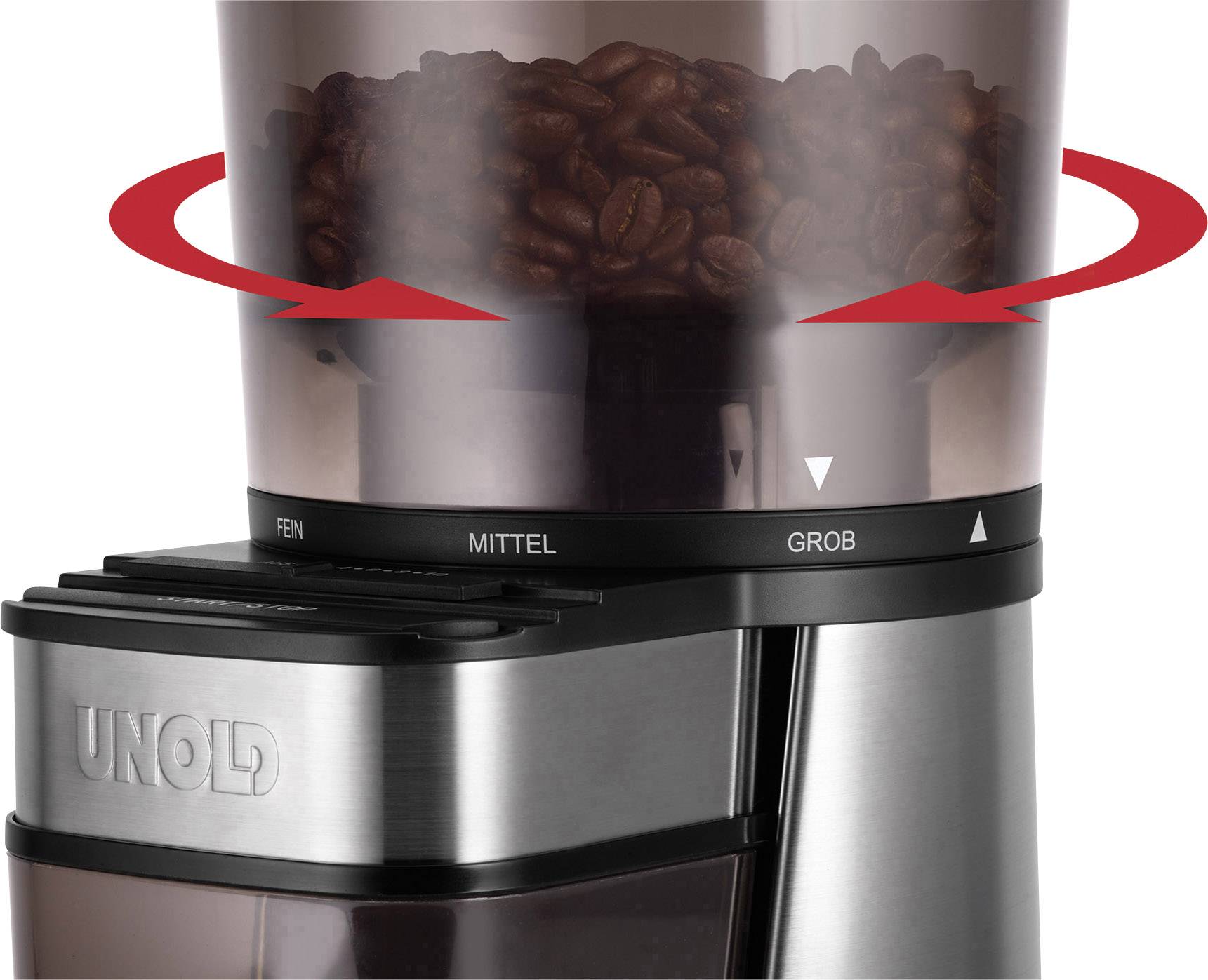 Unold 28915 28915 Kaffeemühle Silber, Schwarz Stahl-Kegelmahlwerk