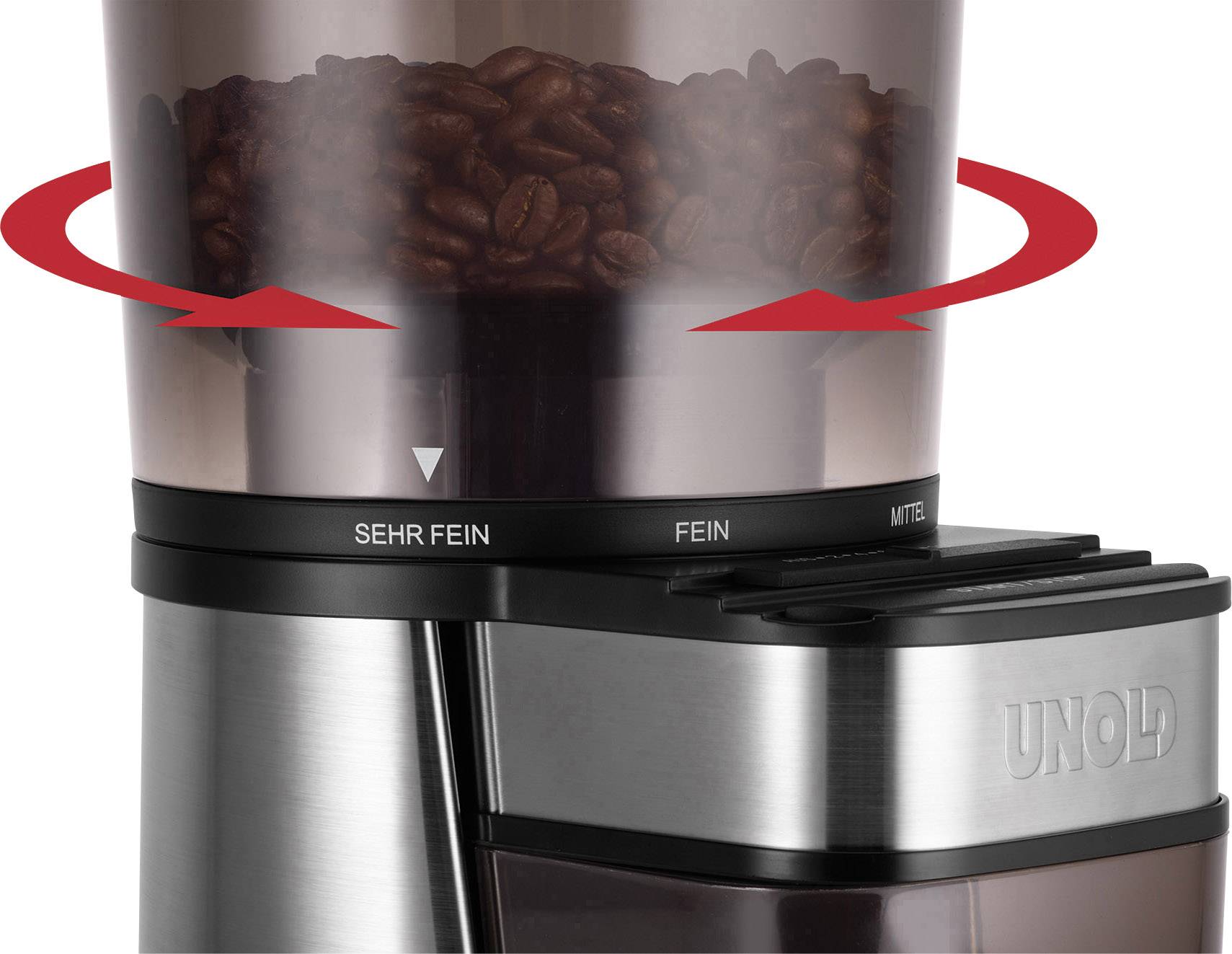 Unold 28915 28915 Kaffeemühle Silber, Schwarz Stahl-Kegelmahlwerk