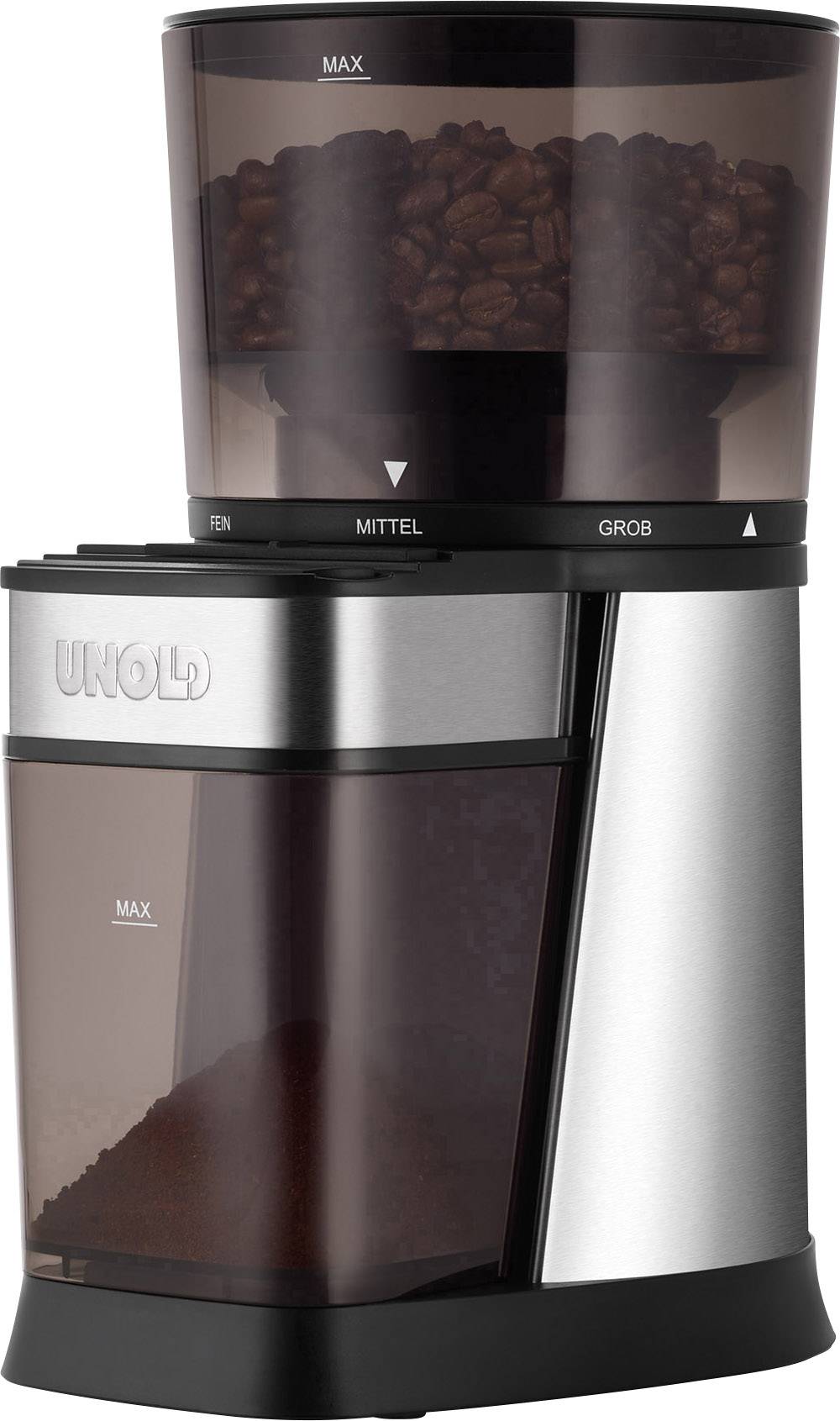 Unold 28915 28915 Kaffeemühle Silber, Schwarz Stahl-Kegelmahlwerk
