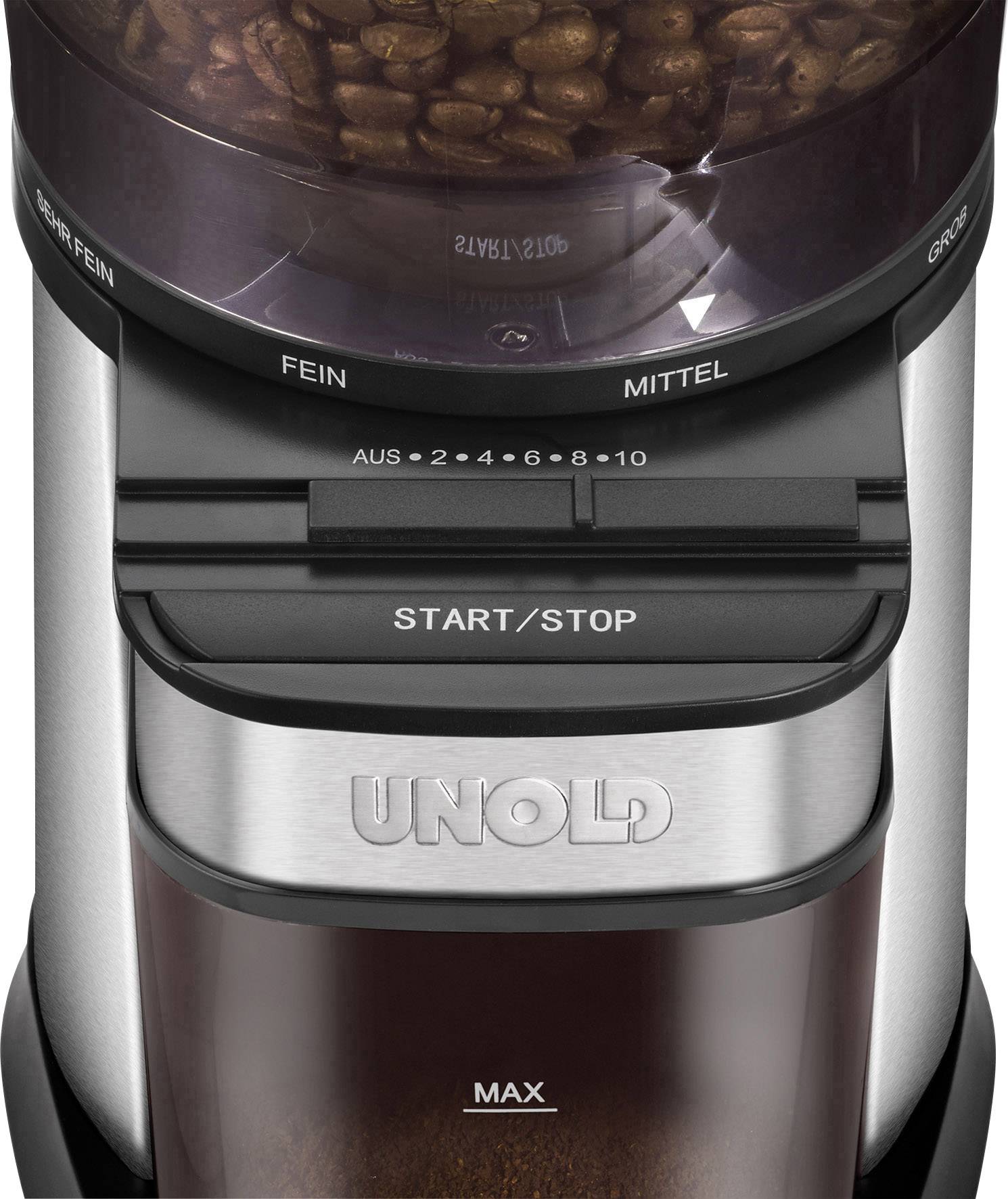 Unold 28915 28915 Kaffeemühle Silber, Schwarz Stahl-Kegelmahlwerk