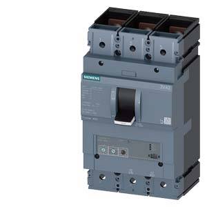 Ein dreipoliger Schutzschalter von Siemens für elektrische Anlagen, grau, geeignet für industrielle Anwendungen.