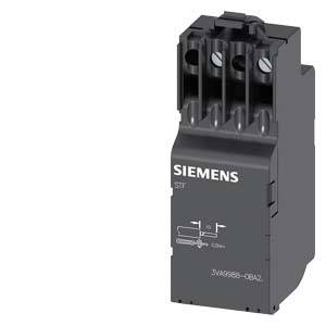 Ein schwarzer Siemens Schütz mit drei Anschlüssen, Modell '3VA9988-0BA0', wird verwendet zur Steuerung elektrischer Geräte.
