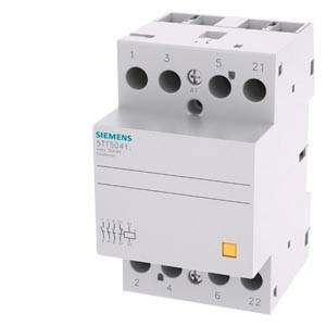 Siemens Schütz 5TT5041, ein Elektroschaltgerät mit Vorderansicht, zeigt Ein- und Ausgänge. Geeignet für industrielle Anwendungen.