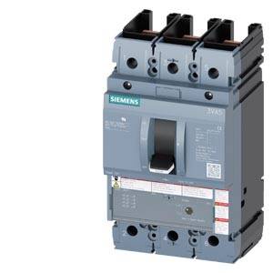 Ein dreipoliger Siemens-Leistungsschalter, grau, mit einem Kippschalter in der Mitte, zur Steuerung elektrischer Stromkreise verwendet.