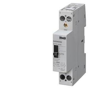 Ein weiß-grauer elektrischer Schalter mit Siemens-Logo und Beschriftung 'AC-230A'. Oben sind Anschlussklemmen und seitlich ein Schalter.