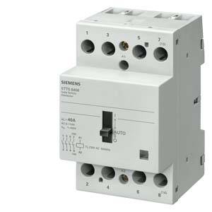 Ein Siemens-Schütz mit sechs Anschlüssen, Schalter in neutraler Position, geeignet für bis zu 60A. Verwendet in elektrischen Systemen.