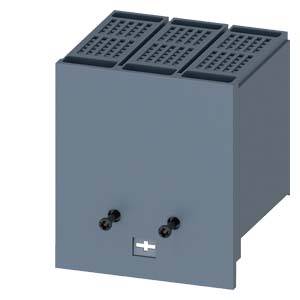 Ein grauer elektrischer Steckverbinder mit mehreren Eingängen, zwei kleinen Schrauben und einem Pluszeichen auf der Vorderseite.