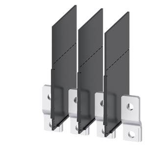 Drei vertikale, rechteckige Metallbleche mit rechtwinkligen Halterungen. Sie sind in einer Reihe angeordnet und an einer Oberfläche montiert.