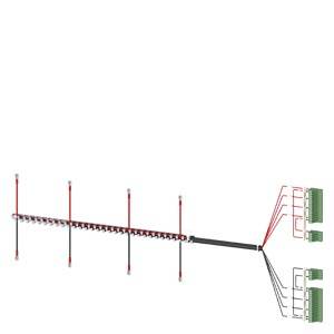 Diagramm einer Antennenanordnung. Links mehrere vertikale Antennen am horizontalen Balken, verbunden mit elektronischen Komponenten rechts.