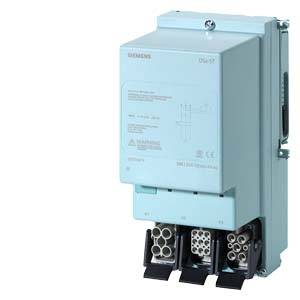 Ein elektrisches Gehäuse mit Anschlussbuchsen und erkennbaren Symbolen, geeignet für industrielle Anwendungen. Bezeichnung 'Siemens'.