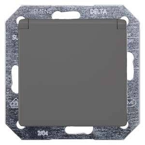 Ein grauer Lichtschalter von Siemens mit Metallrahmen, geeignet für Hausinstallationen.