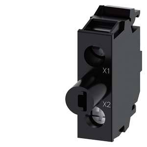 Ein schwarzer elektrischer Schalter mit Bezeichnungen 'X1' und 'X2' auf der Vorderseite. Kompakt und für Schalttafeln geeignet.