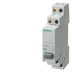 Ein grauer Siemens-Leistungsschalter mit blauer Beschriftung, geeignet für 20A und 230V, mit Kippschalter und Anschlussklemmen.