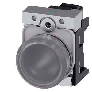 Ein runder, grauer Druckknopf in einem rechteckigen metallischen Gehäuse. Der Knopf ist geeignet für industrielle Anwendungen.