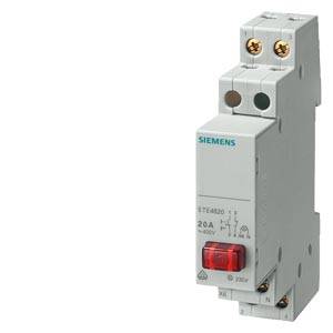Ein elektrischer Leistungsschalter von Siemens, Modell 5TE4820, ausgelegt für 20A und 230V. Er hat eine rote Kontrollleuchte.