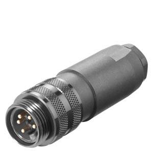 Schwarz-weißer Stecker mit vier Metallstiften und geriffeltem Griff.