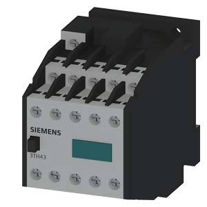 Industrieller Schütz von Siemens, Modell 3TH43, in schwarz und grau. Typisches Einsatzgebiet: Steuerung von elektrischen Schaltungen.