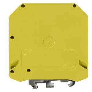 Gelbes, rechteckiges elektronisches Gerät mit abgerundeten Ecken und Montagemöglichkeiten auf der Rückseite. Funktion nicht ersichtlich.