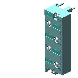 Ein rechteckiger elektrischer Steckverbinder mit vier kreisförmigen Buchsen auf jeder Seite.