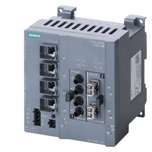Ein grauer Siemens SCALANCE X204-2 Industrial Ethernet Switch mit mehreren Ethernet-Ports und LED-Anzeigen für Netzwerkeinsätze.