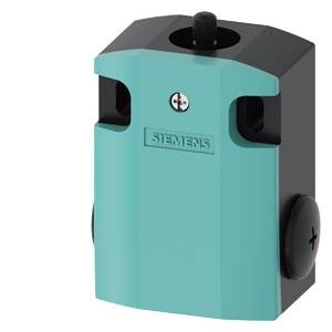 Ein blau-schwarzes Siemens Schaltgerät mit einem runden schwarzen Drehknopf oben, geeignet für industrielle Anwendungen.