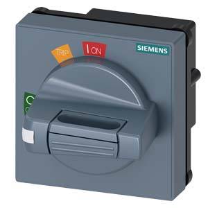 Ein grauer Schalter mit Siemens-Logo. Der Schalter zeigt 'ON' und 'TRIP' an, mit einem Hebel in zentraler Position.