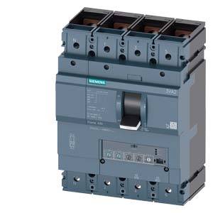 Ein grauer Leistungsschalter von Siemens mit mehreren Schaltern und Anschlüssen. Geeignet für industrielle elektrische Anwendungen.