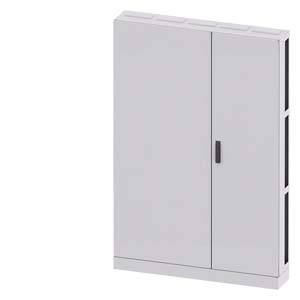 Ein geschlossener, grauer Metallschrank mit zwei Türen und einem schwarzen Griff.