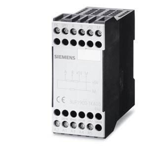 'Siemens Motorstarter 3UF1900-1KA00', kompakte Bauform, schwarze und graue Gehäusefarben, mehrere Anschlüsse sichtbar.