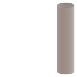 Ein hellbrauner, vertikaler Zylinder steht aufrecht auf einer weißen Fläche.