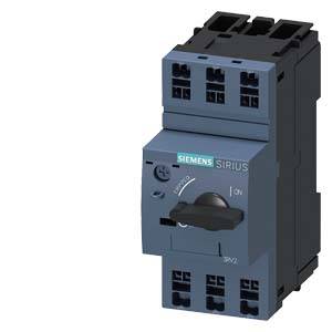 Ein schwarzer, rechteckiger elektrischer Schalter mit der Aufschrift 'Siemens SIRIUS'. Der Schalter ist in der 'Ein'-Position.