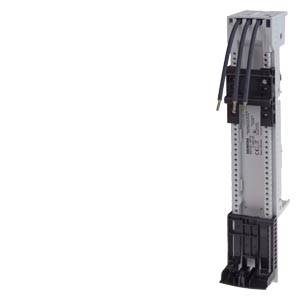 Ein vertikaler elektrischer Schaltschrankkasteinsatz mit mehreren Kabeln oben und Anschlüssen unten, geeignet für Industriewechselstromanwendungen.