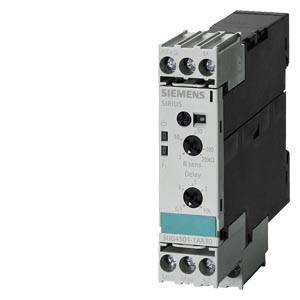 Ein Siemens Sirius Relais in industriellem Design, das für elektrische Steuerungen verwendet wird. Es zeigt Drehregler und Anschlussklemmen.