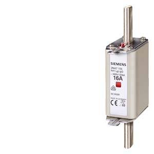 Ein Siemens-Sicherungselement mit einer Nennleistung von 16 A, vertikal ausgerichtet. Ideal für industrielle elektrische Anwendungen.