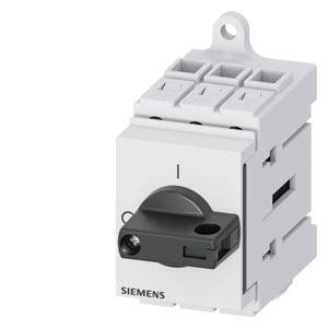 Ein weißer Leistungsschalter von Siemens mit einem schwarzen Kippschalter, geeignet für industrielle Anwendungen.