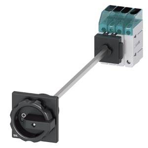 Drehschalter mit langem Schaft, schwarzer Frontplatte und transparenten Anschlussklemmen, zur Steuerung elektrischer Geräte.