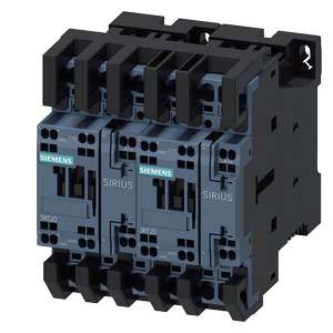 Ein dreipoliges Siemens-Schütz der Baureihe Sirius, verwendet zur Steuerung elektrischer Lasten in Industrieanwendungen.
