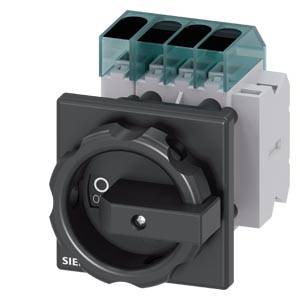 Ein elektrischer Drehschalter mit zwei Positionen, markiert mit '0' für Aus und '1' für Ein, auf einem rechteckigen Sockel montiert.