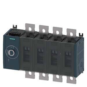 Ein elektrischer Schalterblock mit vier vertikalen Metallkontakten und einem Drehschalter an der linken Seite; er dient zur Steuerung von Stromkreisen.