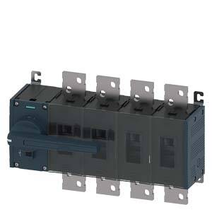 Ein elektrischer Schalter mit vier Metallkontakten und einem großen Griff auf der linken Seite.