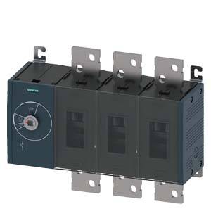 Ein quadratisches, schwarzes elektrisches Bauteil mit drei vertikalen Öffnungen und runden Schalter auf der linken Seite.