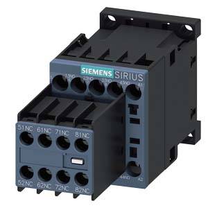 Ein schwarzer Siemens Schütz der SIRIUS-Reihe mit mehreren Anschlussklemmen.