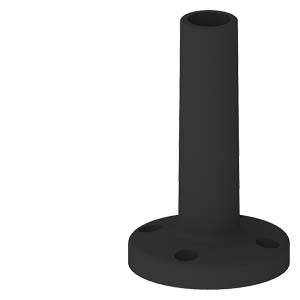 Ein schwarzes, zylindrisches Rohr mit einer runden Basis, die drei Befestigungslöcher aufweist.