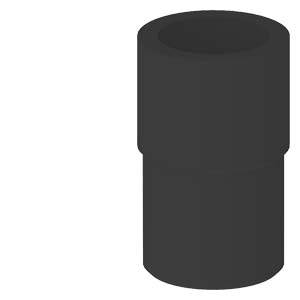 Schwarzes zylindrisches Rohrstück, aufrecht stehend, einheitlich in der Farbe, ohne sichtbare Textur oder Verzierungen.