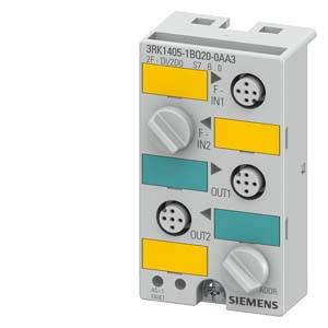 Ein Siemens-Industrierelaismodul mit vier Anschlüssen und farbkodierten Abschnitten für klare Anschlusseinrichtung.