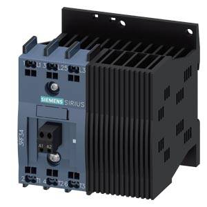 Ein Siemens SIRIUS Schütz, Modell 3RF34, in Schwarz und Grau. Es dient zur Steuerung von Hochleistungsstromkreisen.
