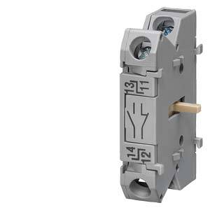 Ein graues elektrisches Klemmenmodul mit nummerierten Anschlüssen und einem Symbol in der Mitte für den elektrischen Anschluss.